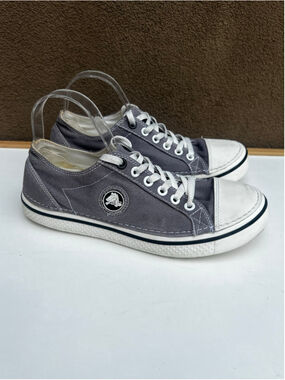 Crocs Womens 12 Mens 10 Hover Lace Up Canvas Sneakers Grey Comfort Shoes Runners